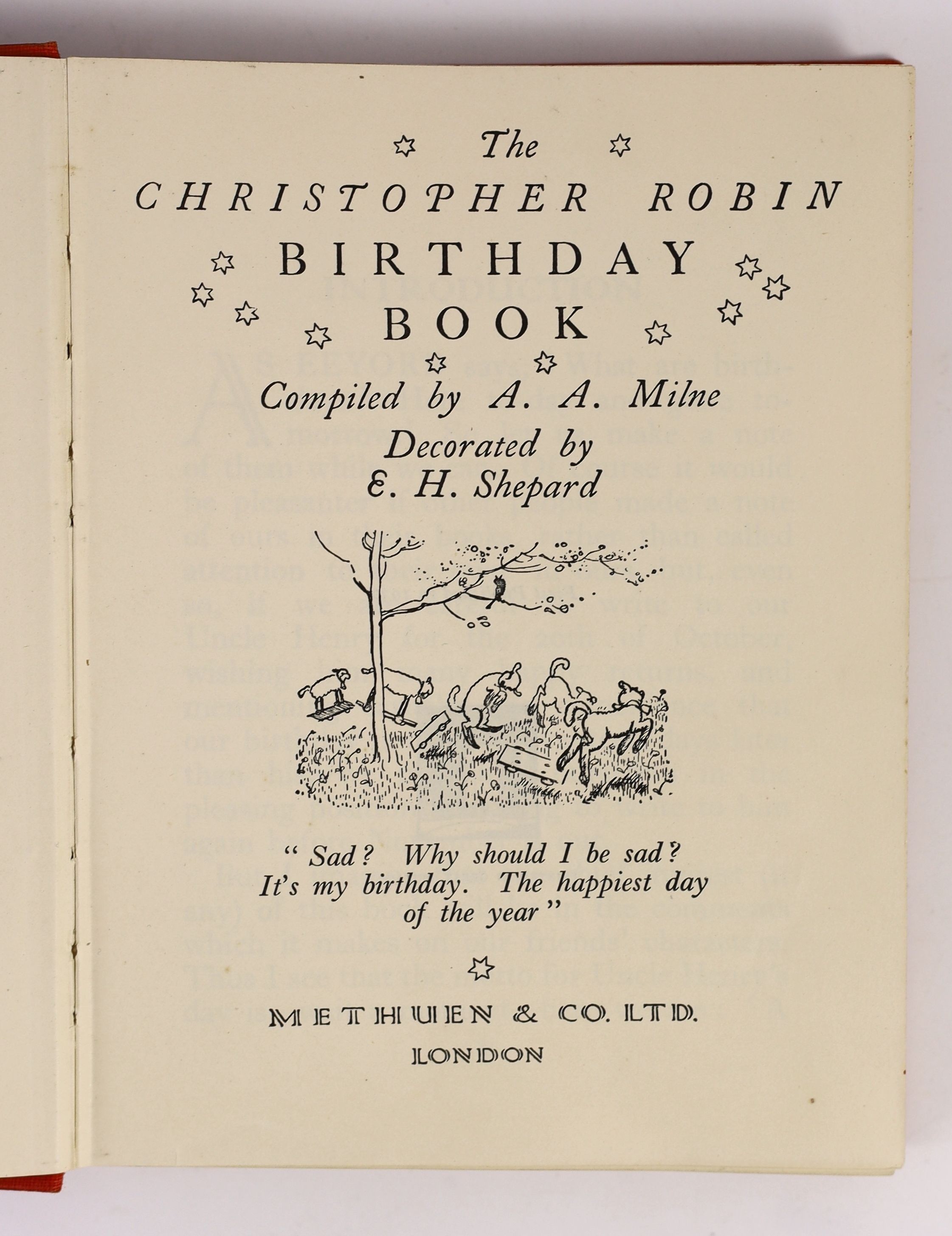 Dr. Marie Stopes interest - Milne. A. A - The Christopher Robin Birthday Book, 1st edition, with two signatures of Dr. Stopes, for the dates 13th October and 15th October [her birthday], formerly in the ownership of her